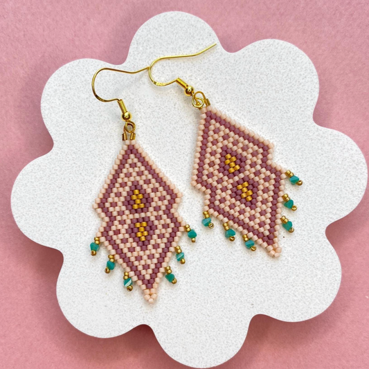 Emerald Green Fringe Beaded Earrings