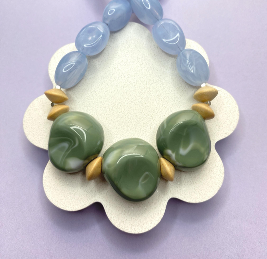Blue Marbled Necklace