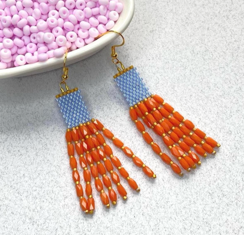 Coral Dangle Beaded Earrings