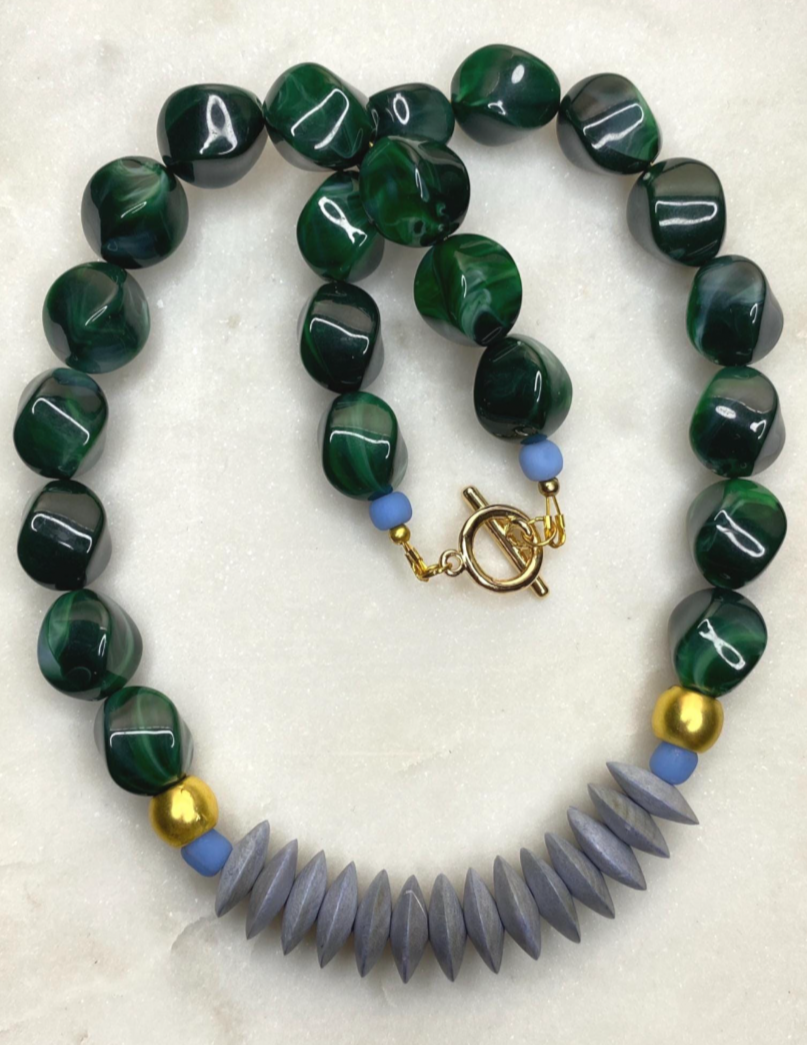 Green Marbled Necklace