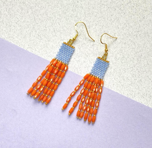 Coral Dangle Beaded Earrings