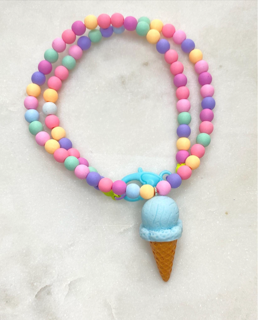 Blue Ice Cream Necklace
