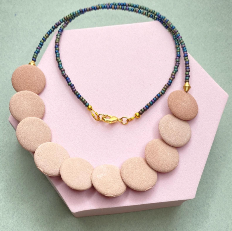 Blush Pink Ceramic Necklace