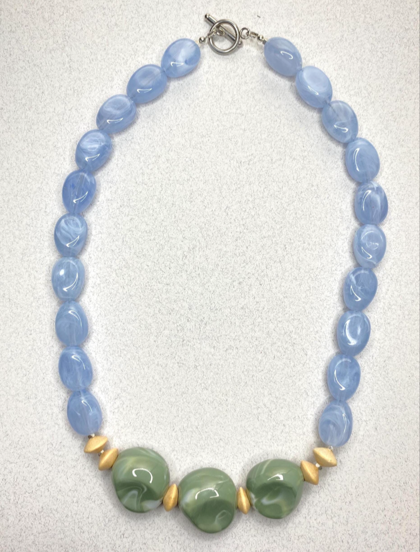 Blue Marbled Necklace