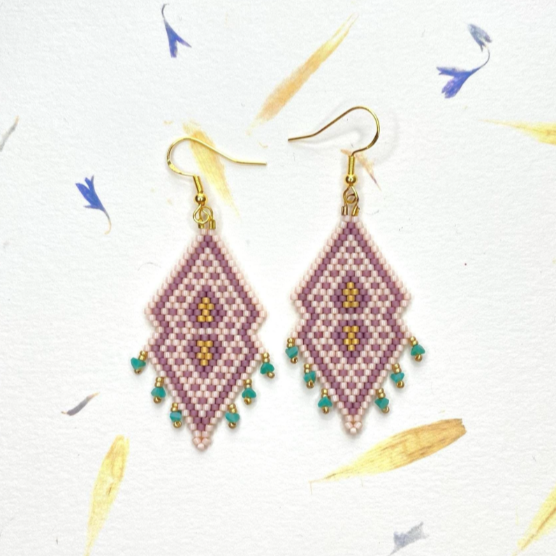 Emerald Green Fringe Beaded Earrings