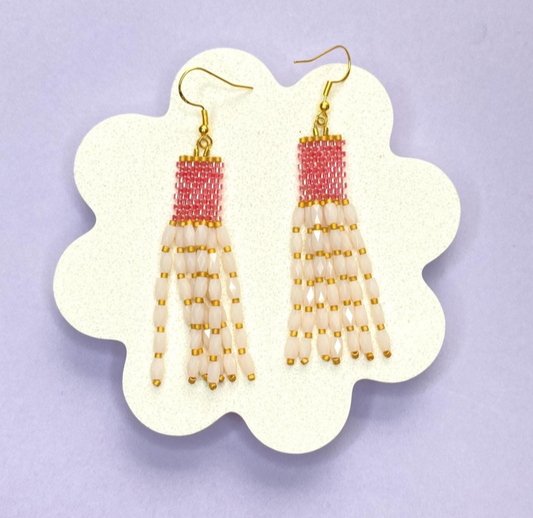 Pink Dangle Beaded Earrings