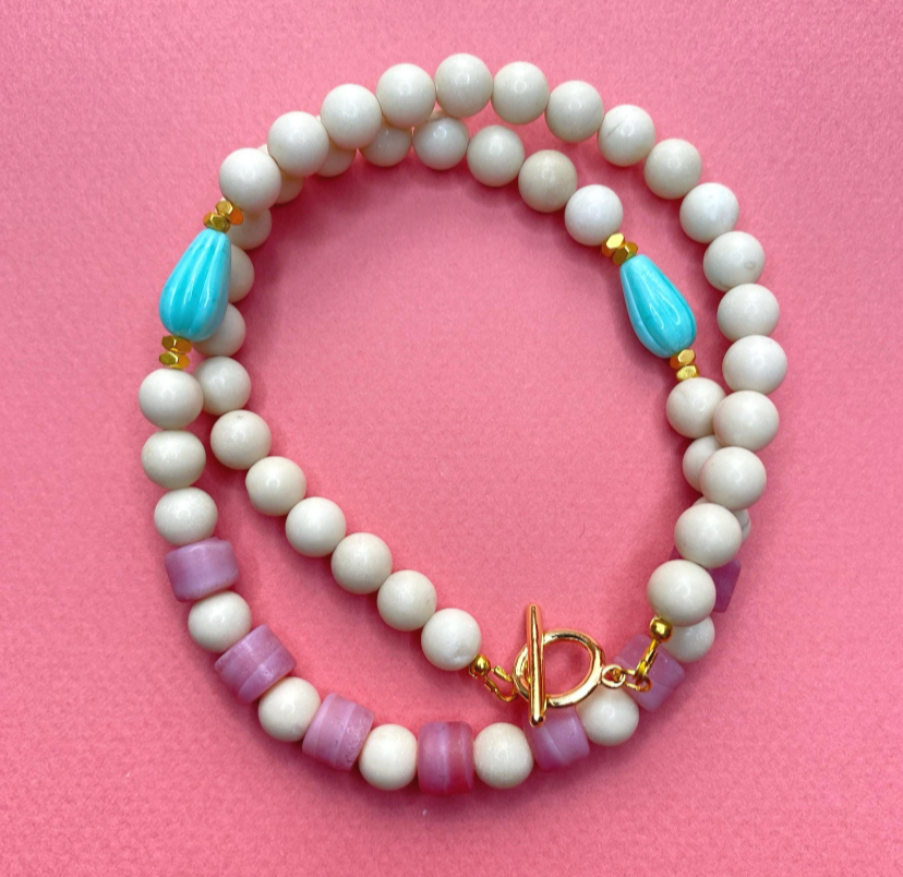 Pink Lampwork Necklace