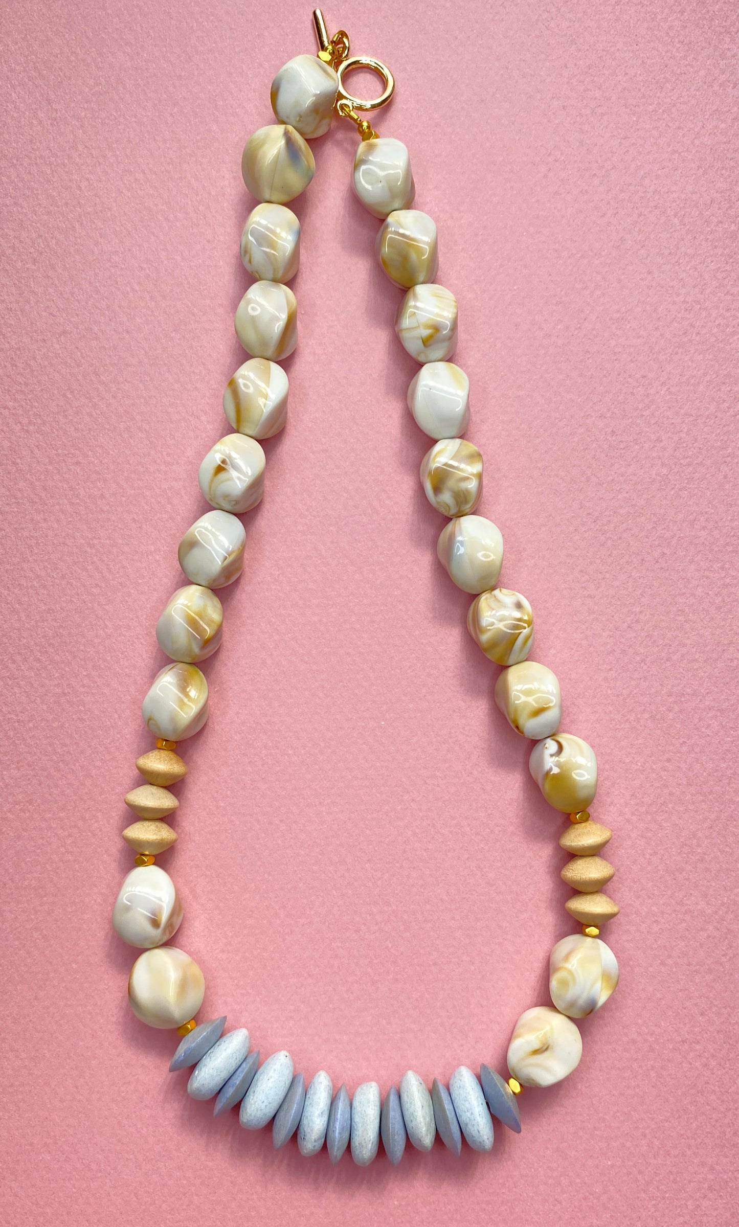 Glass & Wood Summer Boho Necklace