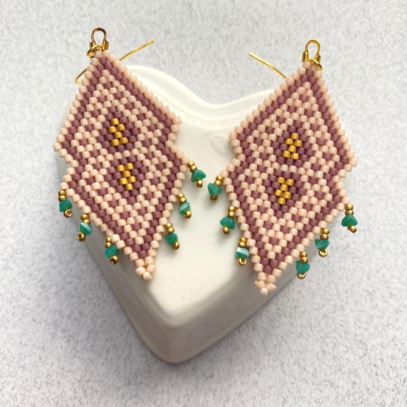Emerald Green Fringe Beaded Earrings