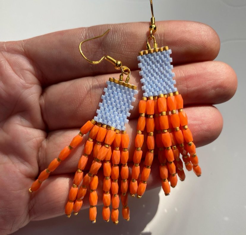 Coral Dangle Beaded Earrings