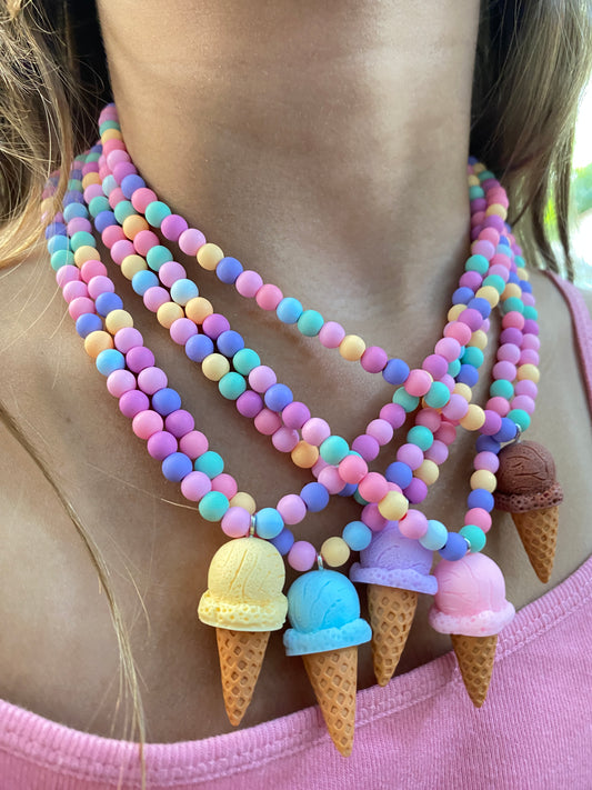 Blue Ice Cream Necklace