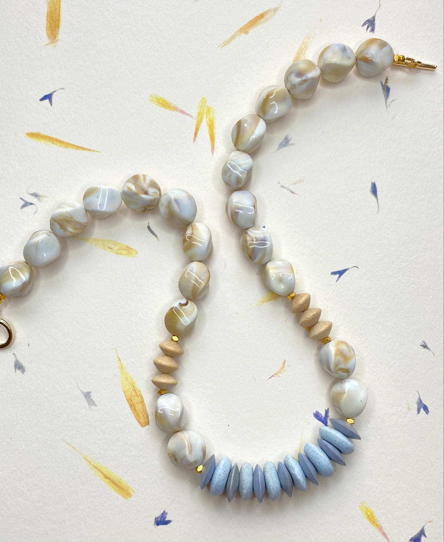 Glass & Wood Summer Boho Necklace