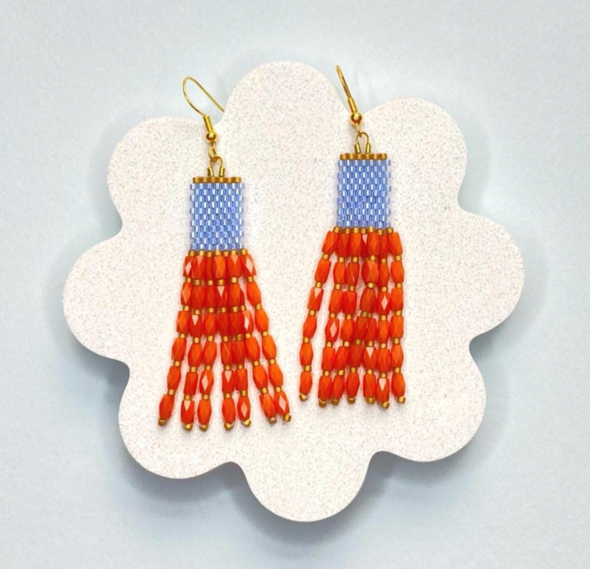 Coral Dangle Beaded Earrings