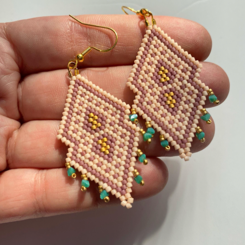 Emerald Green Fringe Beaded Earrings