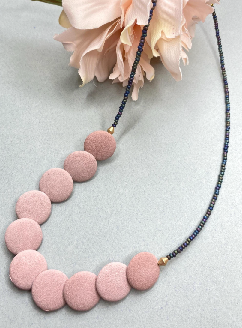 Blush Pink Ceramic Necklace