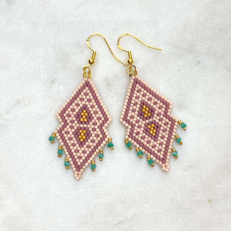 Emerald Green Fringe Beaded Earrings