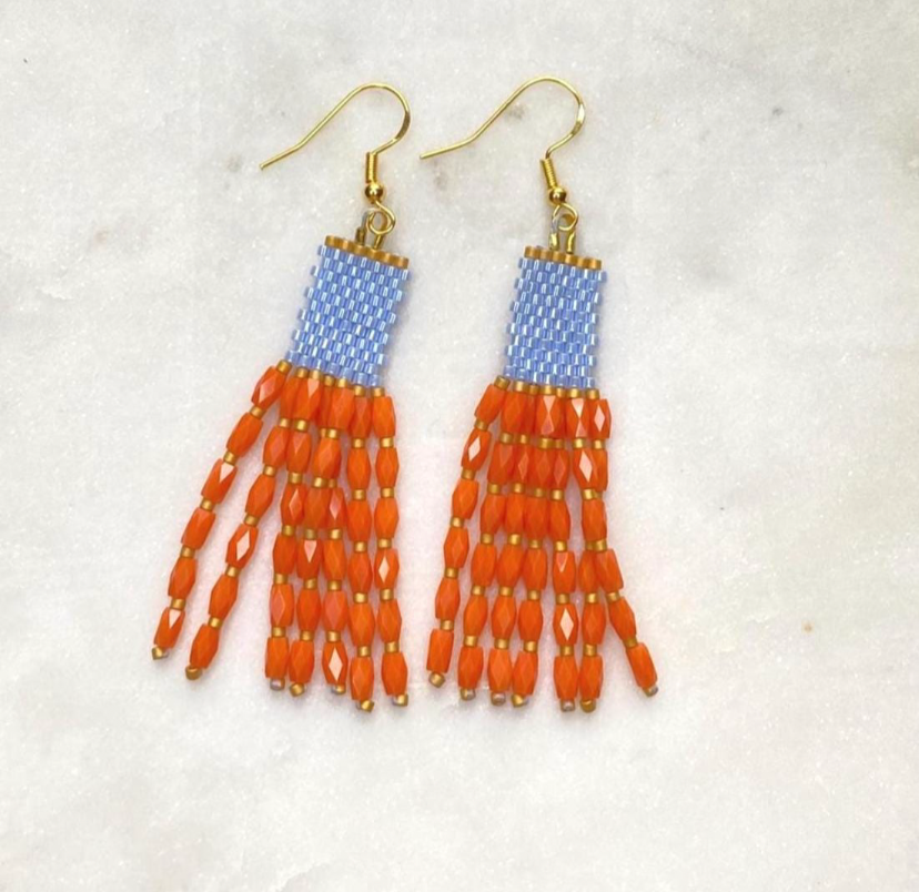 Coral Dangle Beaded Earrings