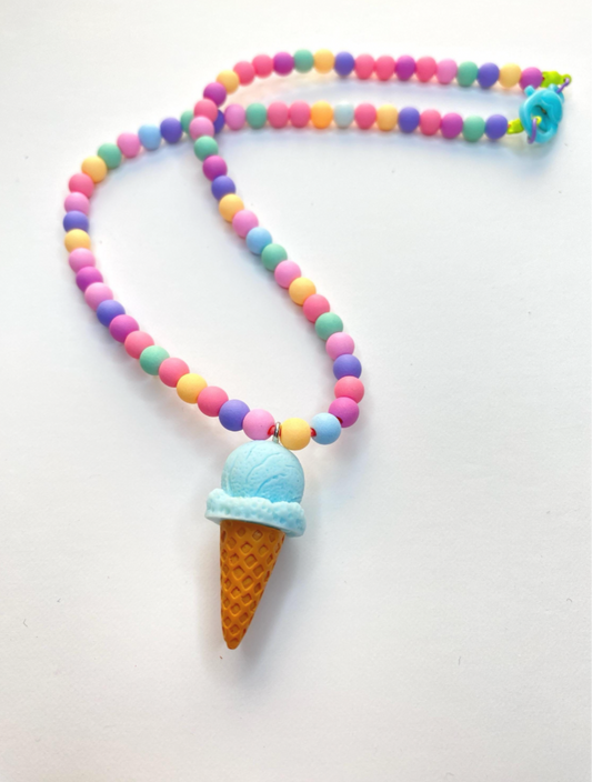 Blue Ice Cream Necklace