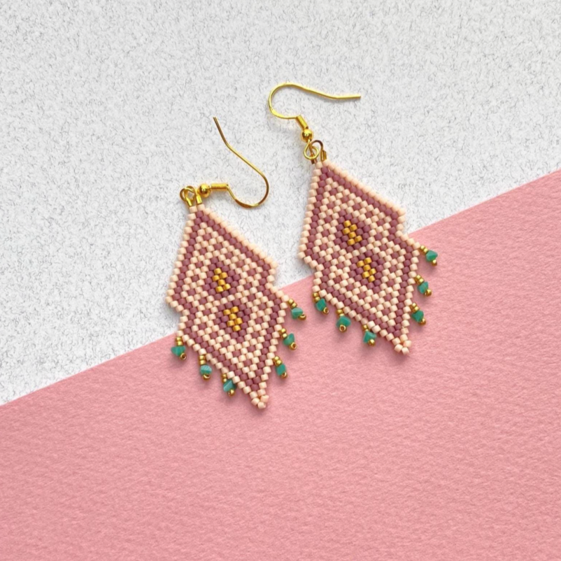 Emerald Green Fringe Beaded Earrings