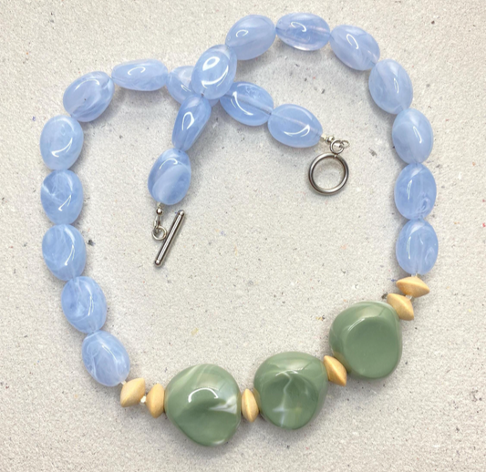 Blue Marbled Necklace