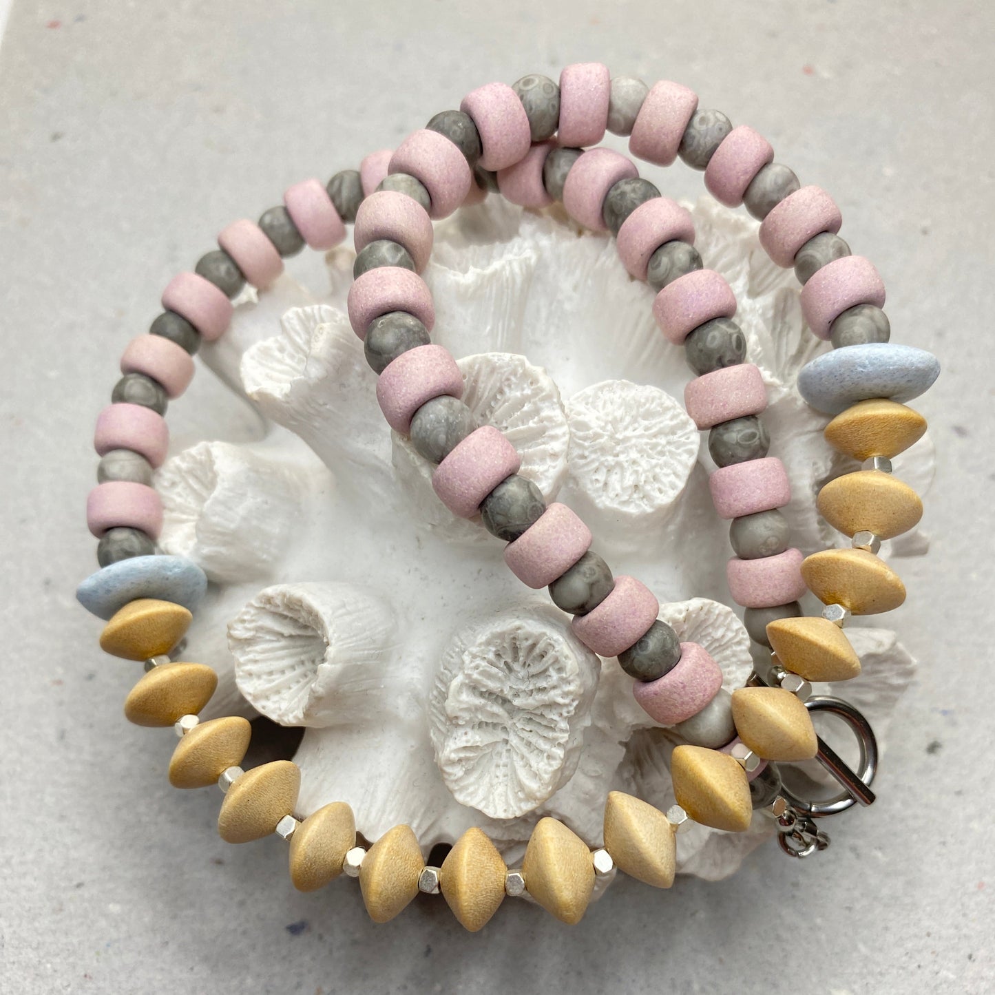 Pastel Pink Bead Necklace