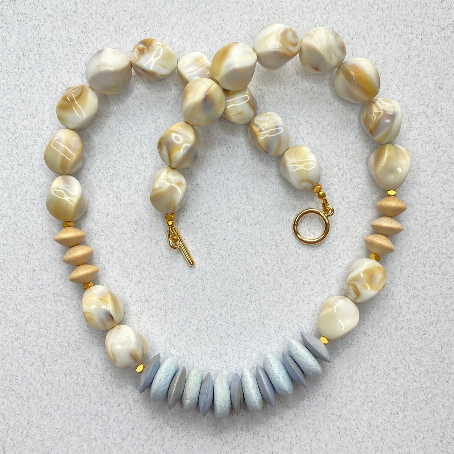 Glass & Wood Summer Boho Necklace