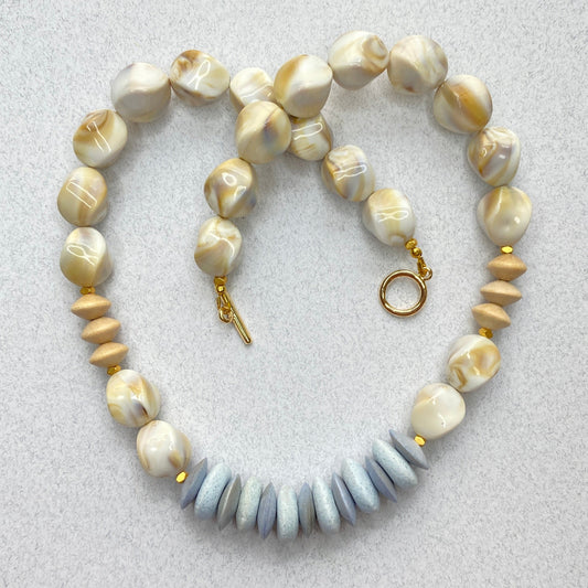 Glass & Wood Summer Boho Necklace